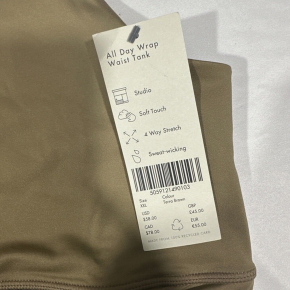 NWT $58 Sweaty Betty‎ [ XXL 14 ] All Day Wrap Waist Crop Tank Terra Brown - Picture 7 of 12